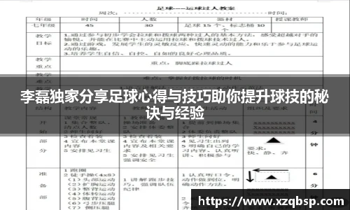 李磊独家分享足球心得与技巧助你提升球技的秘诀与经验
